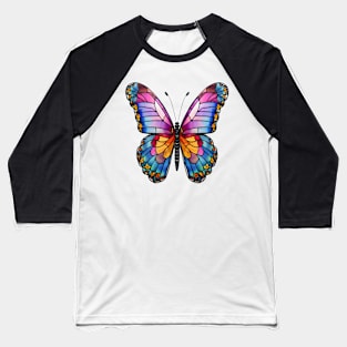 Stained Glass Colorful Butterfly #7 Baseball T-Shirt